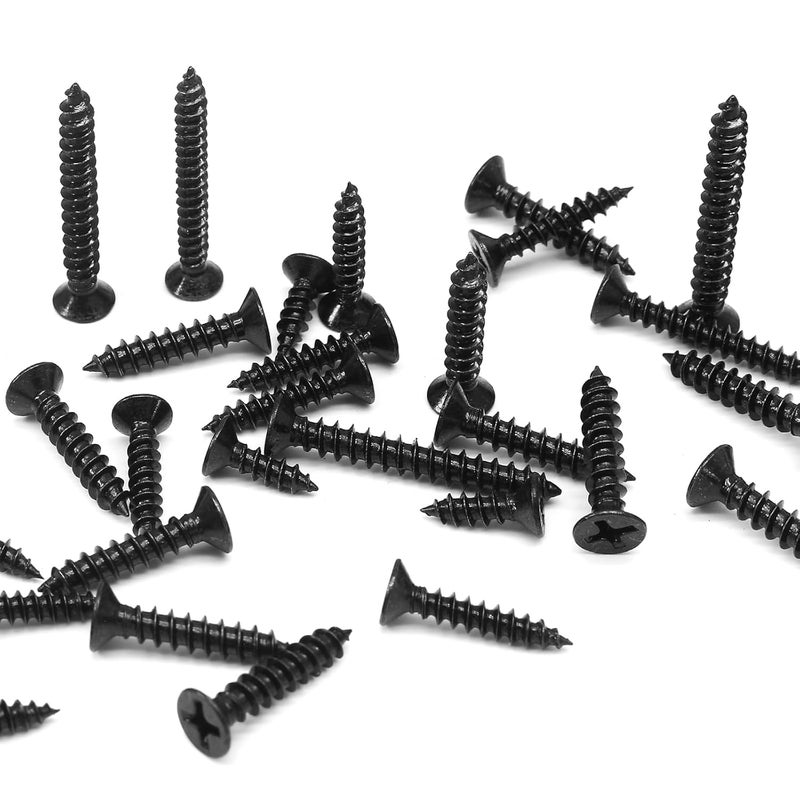 Jersvimc #8 x 3/4" Black Wood Screws - 120Pcs Oxide Coated Flat Head Screws, Carbon Steel 18-8 Black Screws Phillips Head Scrws for Wood Drywall Plastic Metal - Image 2